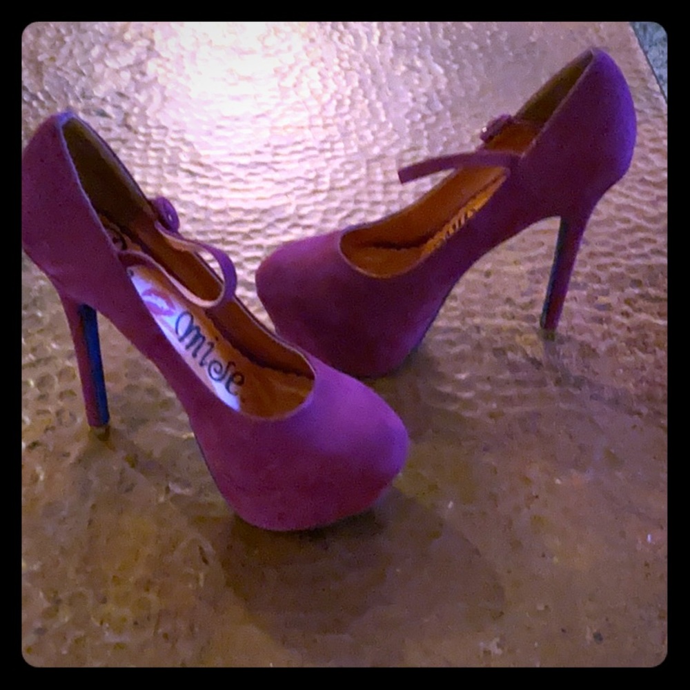 Promise brand  purple, suede like stilettos size 7
